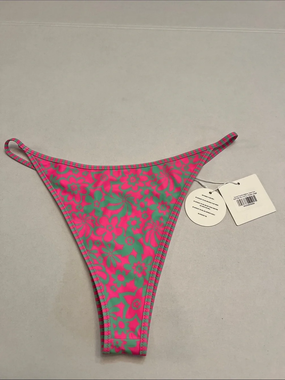 KULANI KINIS BIKINI SWIM BOTTOMS SIZE XL PINK & GREEN NEW WITH TAGS
